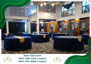 Gudang Sewa Round Table Biru Lengkap Runner Jakarta