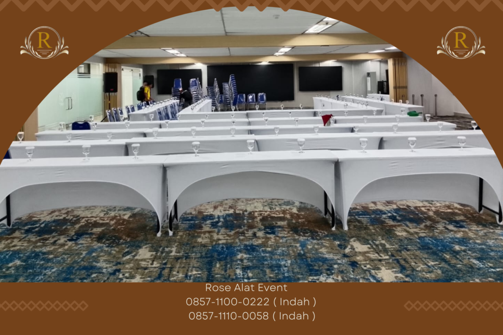 Gudang Sewa Meja Ibm Cover Putih Ketat Bandung