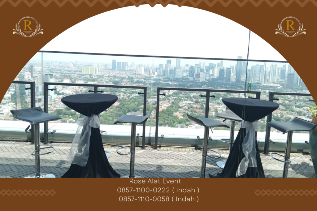 Sewa Meja Barstool Cover Hitam Area Karawang