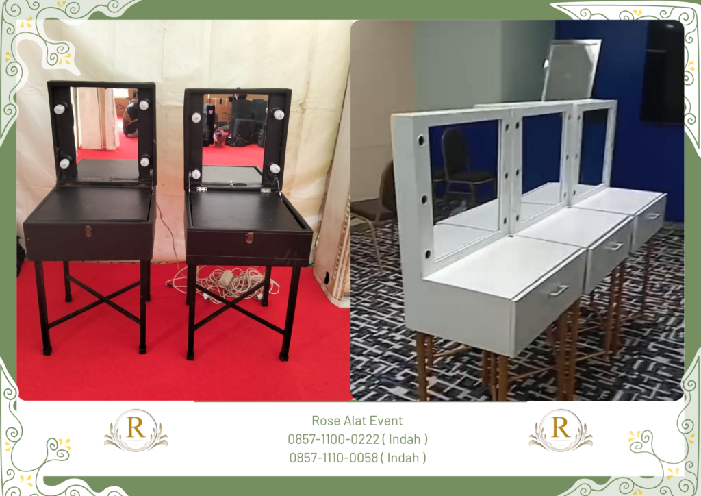 Sewa Meja Kaca Rias Portable Putih Dan Hitam Bekasi