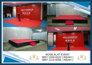 Sewa Podium Hitam Stainless Panggung Backdrop Bekasi