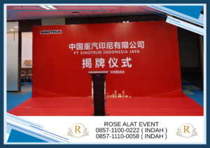 Sewa Podium Hitam Stainless Panggung Backdrop Bekasi