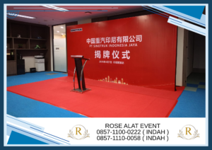 Sewa Podium Hitam Stainless Panggung Backdrop Bekasi