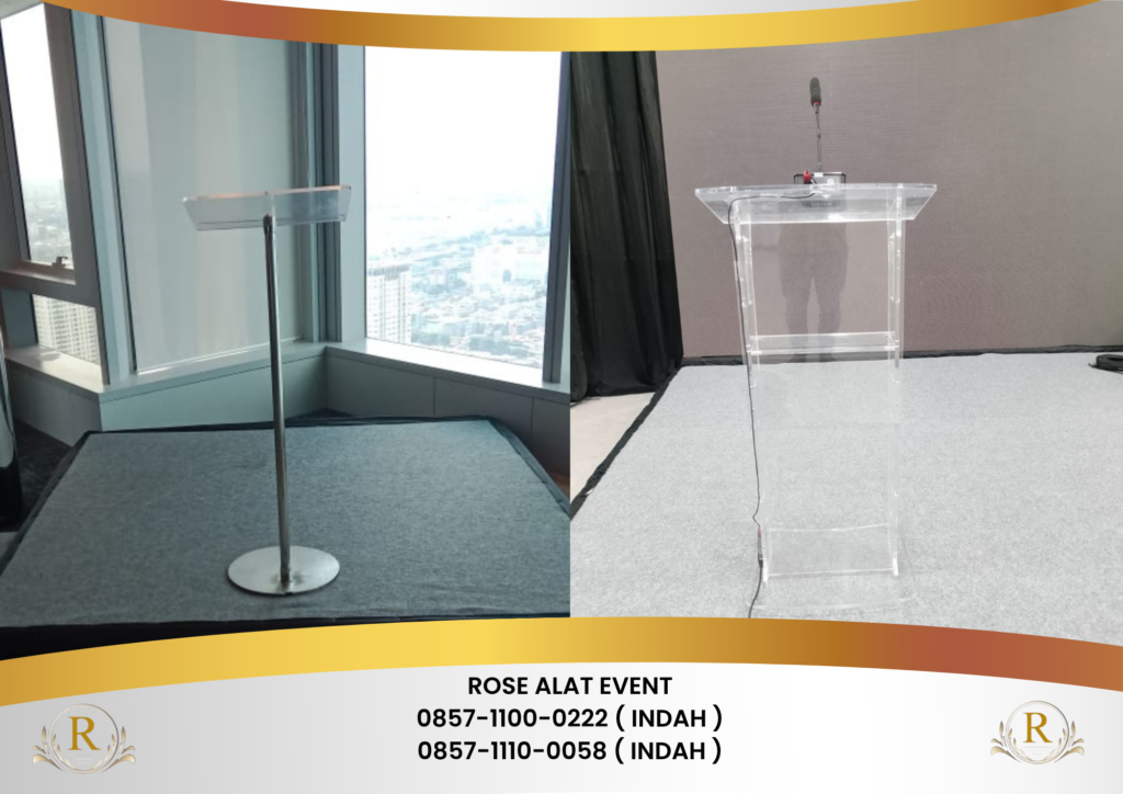 Sewa Podium Acrylic Kotak Podium Acrylic kaki Stainless Bekasi