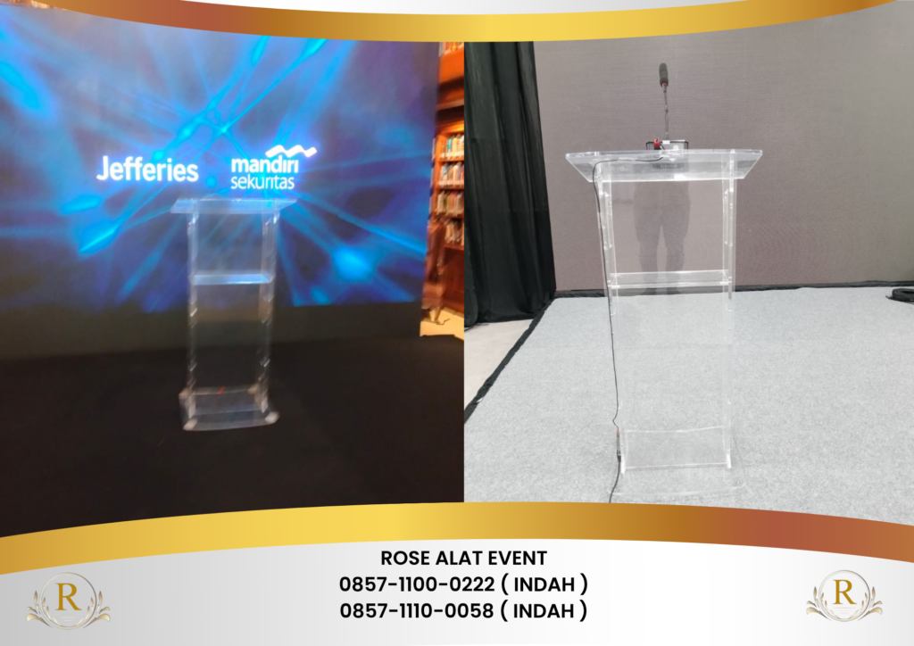 Rental Podium Putih Frame Stainless Bekasi