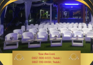 Sewa Meja Vip Kaca Dan Sofa Oval Putih Bekasi