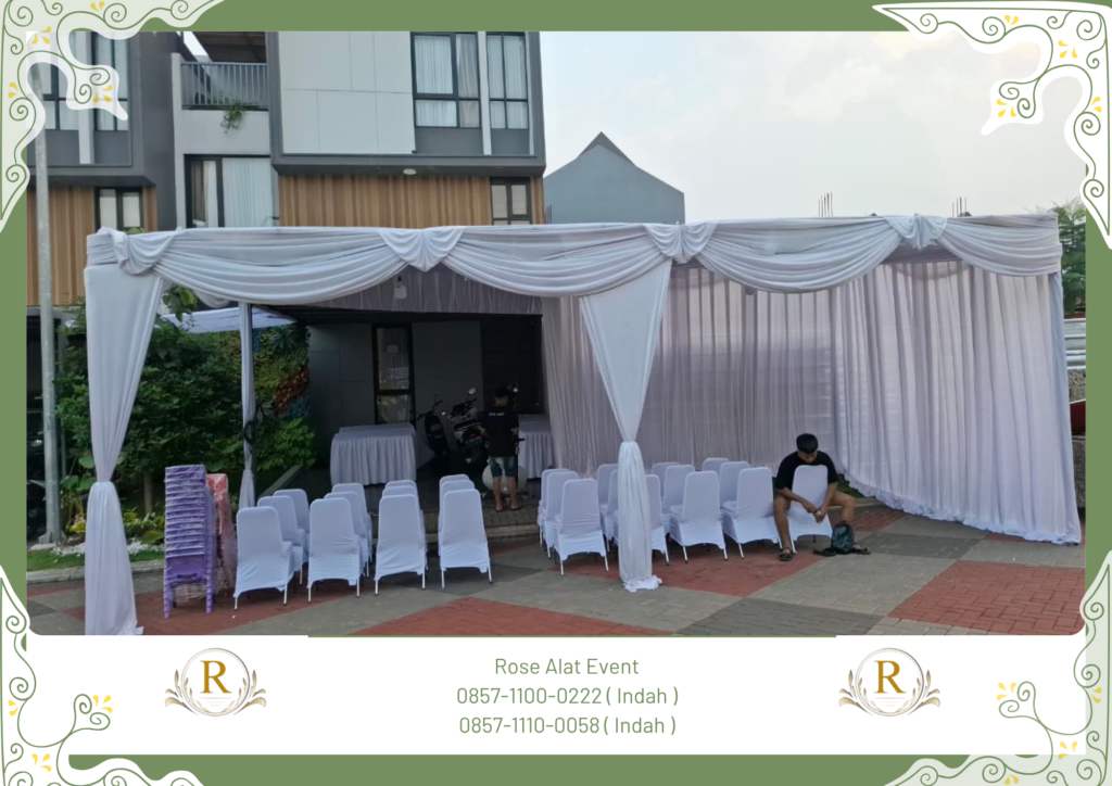 Rental Tenda Serut Kain Rempel Putih Bekasi