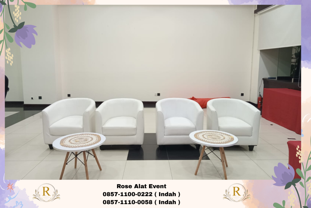 Rental Sofa Putih Desain Oval Area Bekasi