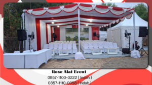 Rental Tenda Dekorasi Kain Putih Merah Bekasi
