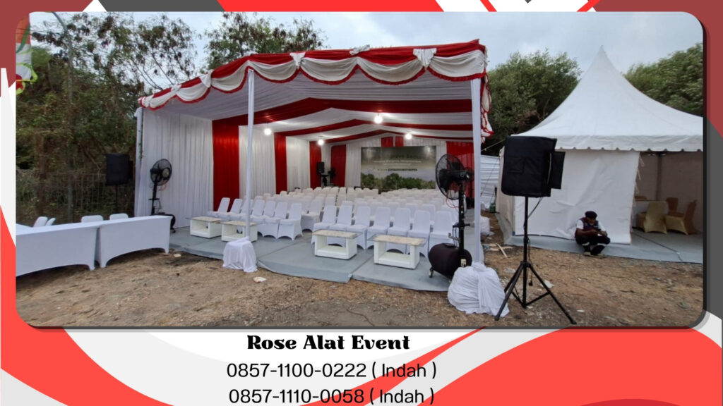 Rental Tenda Dekorasi Kain Putih Merah Bekasi