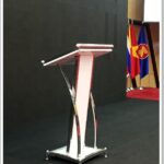 Rental Podium VIP Putih Frame Stainless Cikarang
