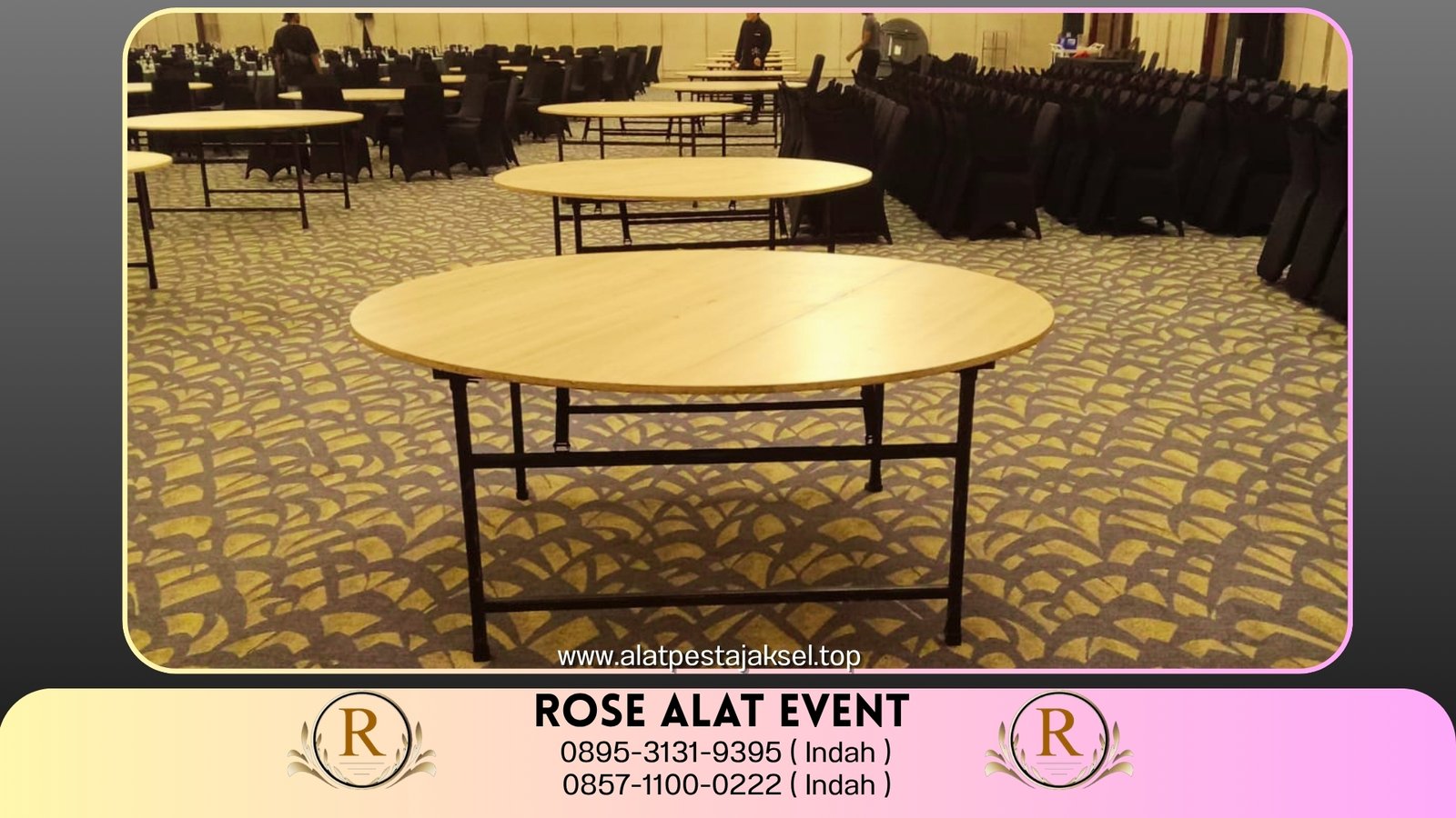 Sewa Round Table HPL Polos Bekasi ( 0895-3131-9395 ) 